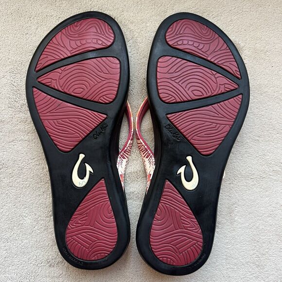 Olukai Ho'opio Tropical Print Thong Flip Flop Sandals Women 5-6 Casual Beach - Picture 10 of 14